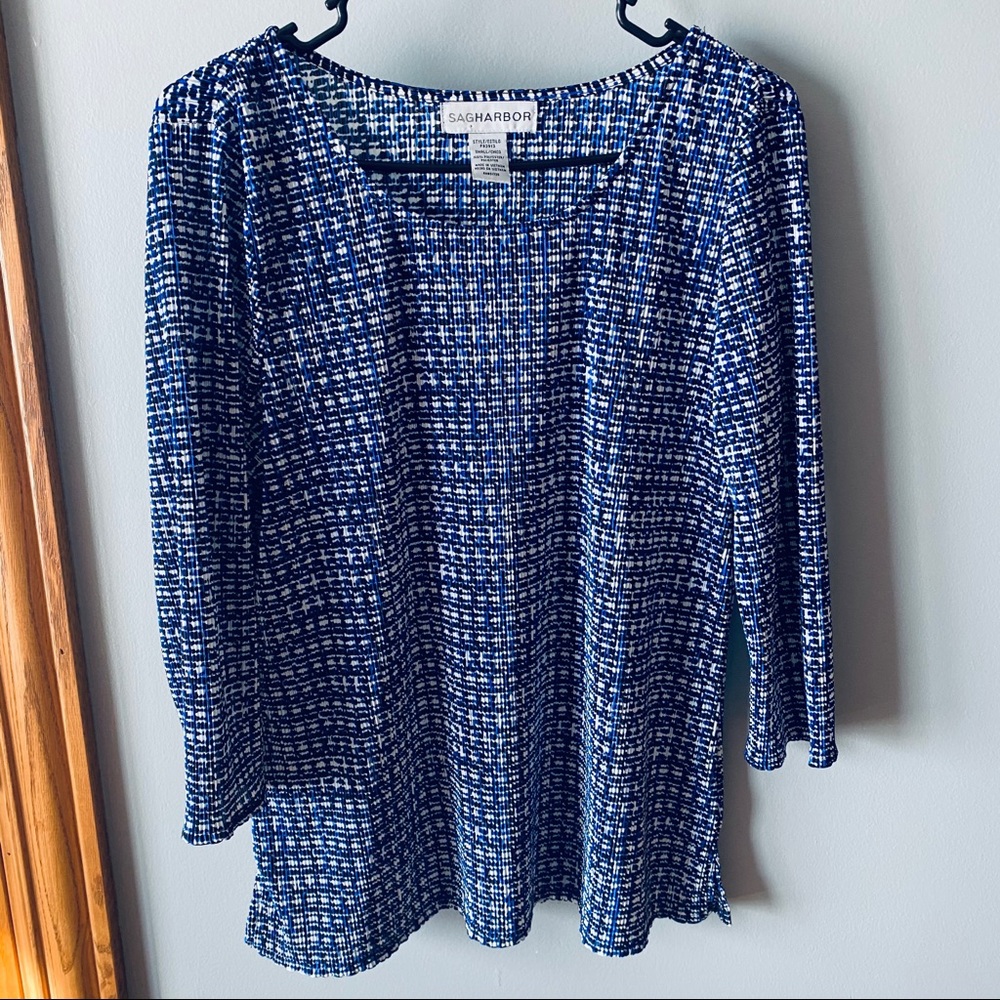Sag Harbor blue printed blouse